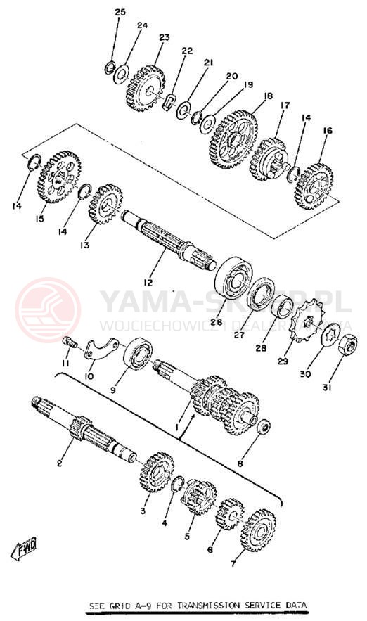 Schemat "Skrzynia biegów " do Yamaha RD60A