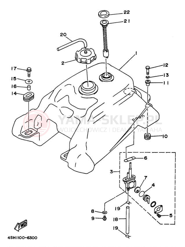 Schemat "zbiornik paliwa" do Yamaha KODIAK 4WD YFM400FWK