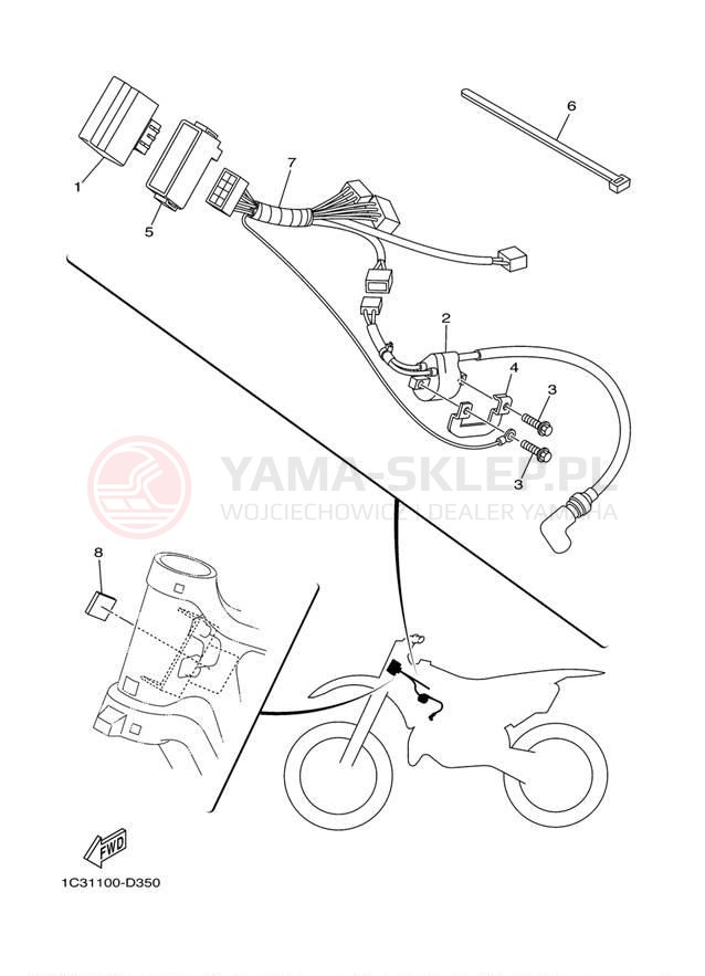 Schemat "układ elektryczny" do Yamaha YZ125 YZ125T1