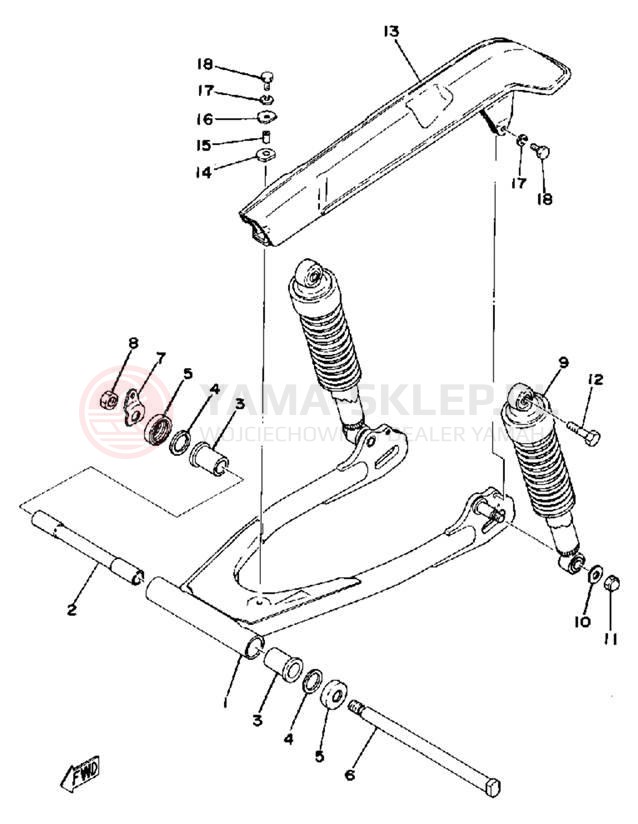 Schemat "Wahacz, osłona łańcucha" do Yamaha XS360_2D