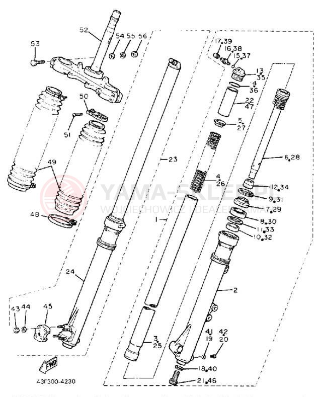 Schemat "Amortyzatory przód" do Yamaha XT600UC/XT600U