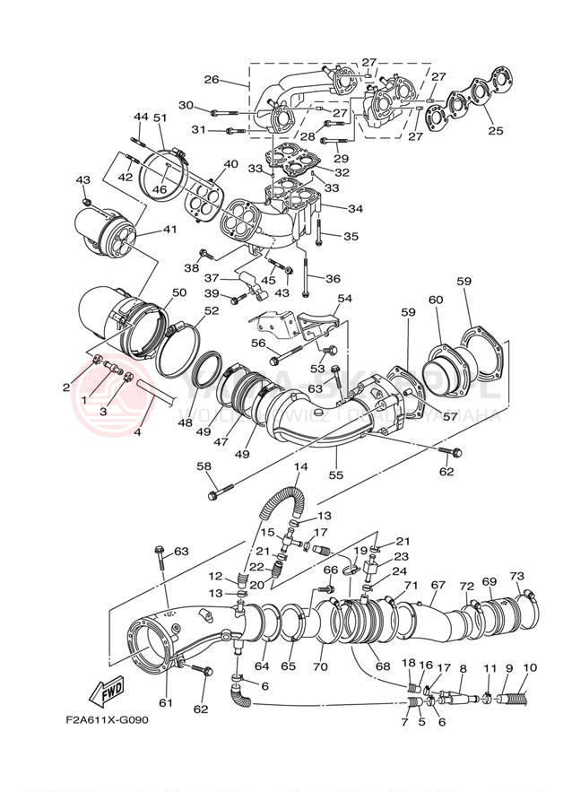 Schemat "wydech" do Yamaha 232 LIMITED SXT1100FLG