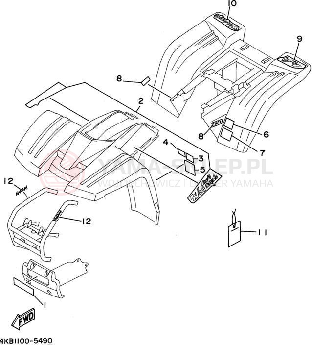 Schemat "naklejki" do Yamaha WOLVERINE YFM35FXG_M