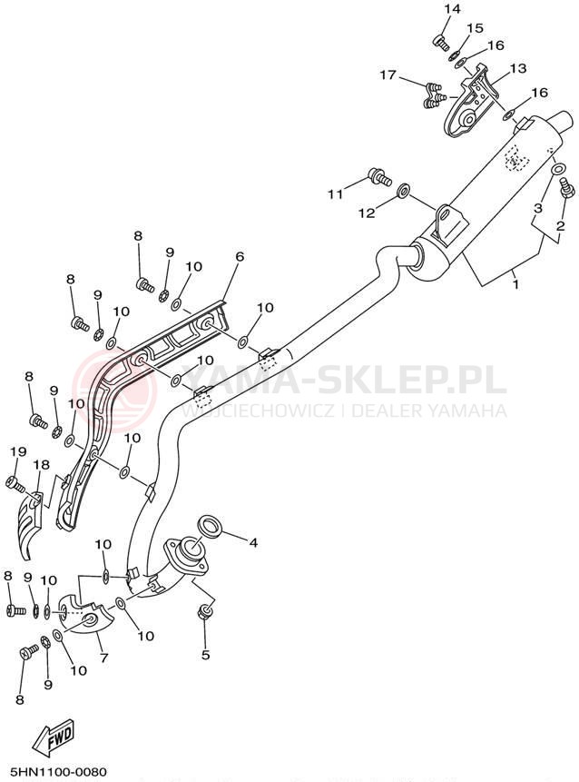 Schemat "Wydech końcowy" do Yamaha TTR90 TTR90P