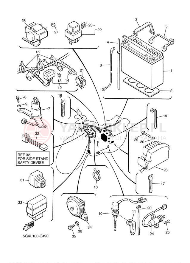 Schemat "układ elektryczny" do Yamaha V-MAX VMX12S1/VMX12SC1