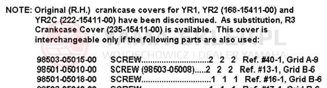 Schemat "Pokrywa silnika" do Yamaha YR1