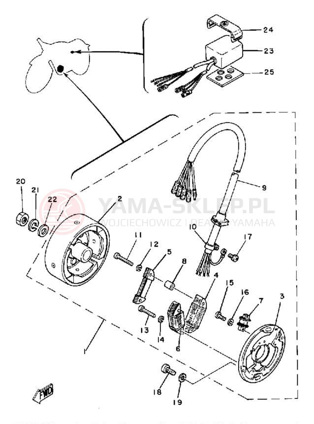 Schemat "Moduł zapłonowy - cewka" do Yamaha IT175G