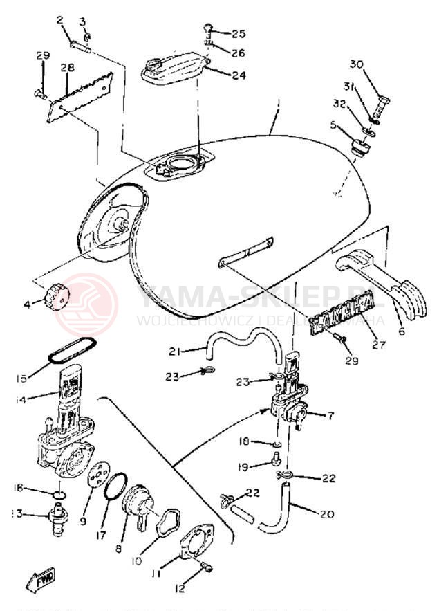 Schemat "zbiornik paliwa" do Yamaha XS400G