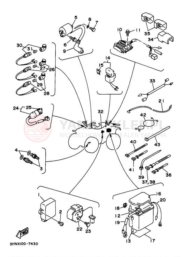 Schemat "układ elektryczny" do Yamaha YFM350FWJ_MNH
