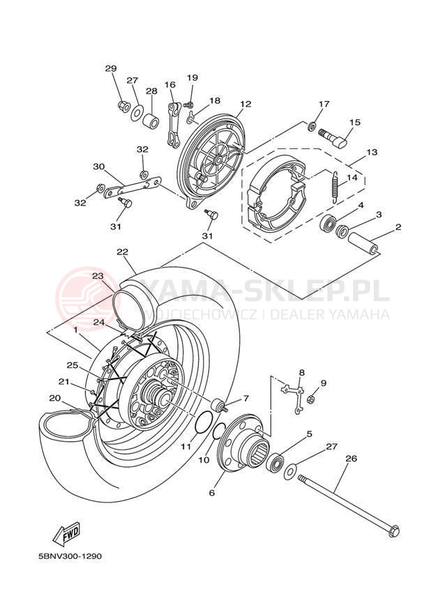 Schemat "Koło tył" do Yamaha V STAR CUSTOM XVS65S/XVS65SC