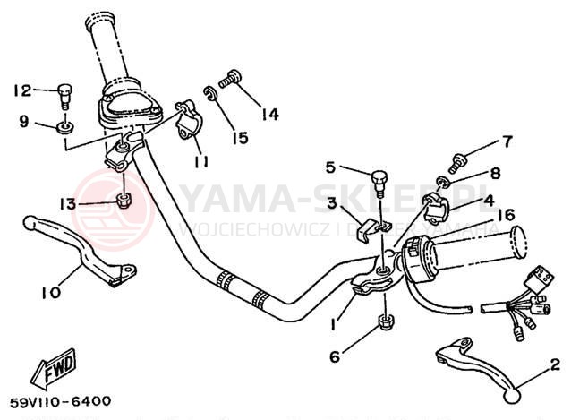 Schemat "Kierownica i osprzęt" do Yamaha MOTO-4 YFM225S