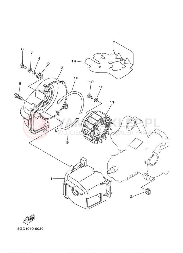 Schemat "Obudowa wentylatora" do Yamaha VINO YJ50RS