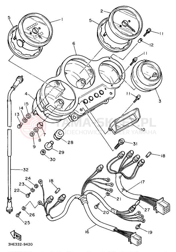 Schemat "licznik" do Yamaha FZR600W