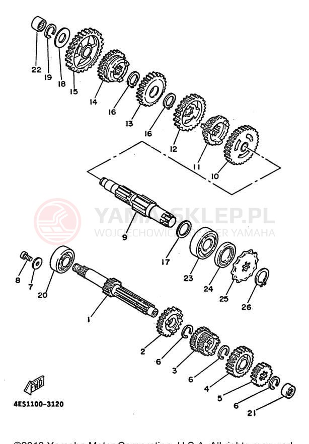Schemat "Skrzynia biegów " do Yamaha YZ80H1