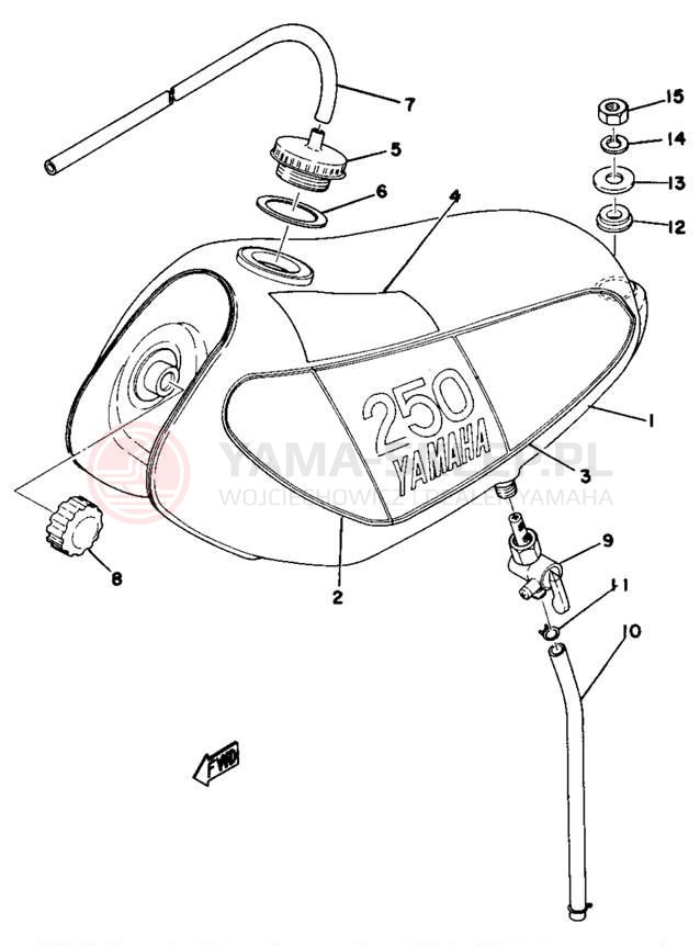 Schemat "zbiornik paliwa" do Yamaha MX250B
