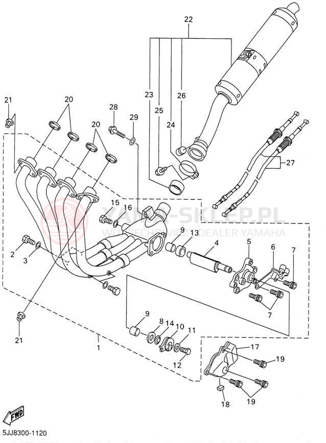 Schemat "Wydech końcowy" do Yamaha YZFR1 YZFR1SN/YZFR1SNC