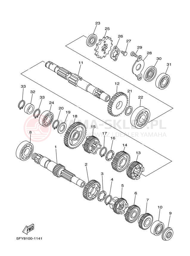Schemat "Skrzynia biegów " do Yamaha TW200 TW200T1C/TW200T1