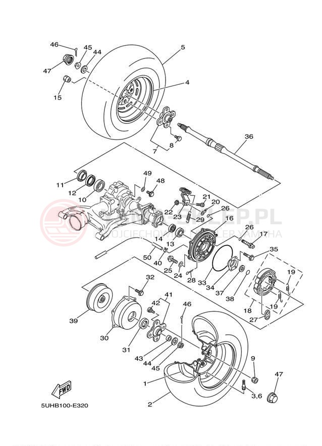 Schemat "Koło tył" do Yamaha GRIZZLY 350 2WD YFM35GW