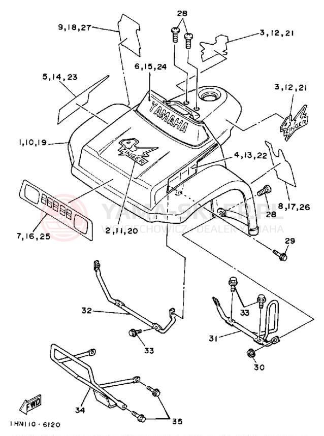 Schemat "Przedni błotnik" do Yamaha 4-ZINGER YF60S