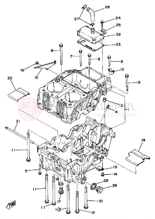 Schemat "Obudowa silnika" do Yamaha XS400D