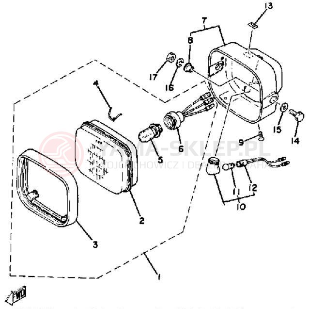 Schemat "Lampa przód" do Yamaha YT125H