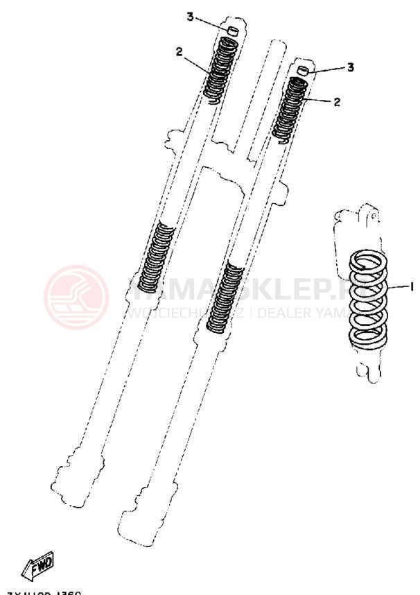 Schemat "Zawieszenie przód" do Yamaha YZ250D1
