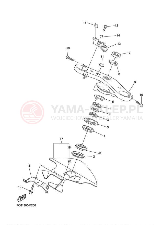 Schemat "Półki zawieszenia" do Yamaha R1 YZFR1W/YZFR1WC