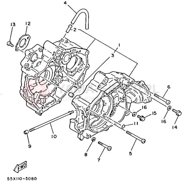Schemat "Obudowa silnika" do Yamaha BADGER YFM80N
