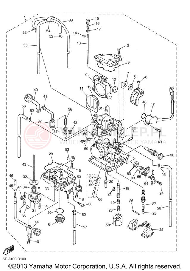 Schemat "Gaźnik" do Yamaha WR450F WR450FV