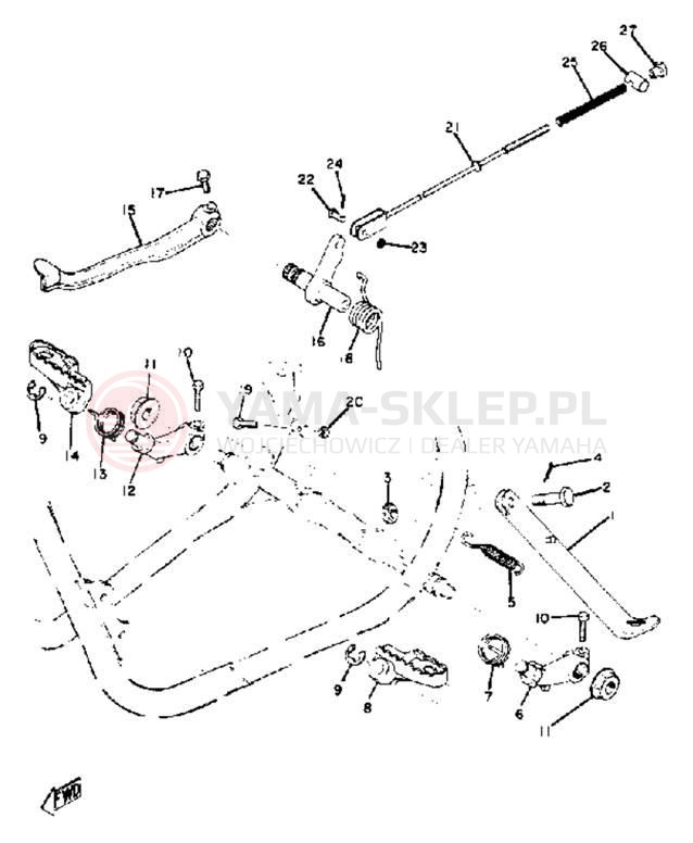 Schemat "Stopka postoj., dźw. Hamulca tył" do Yamaha SC500A