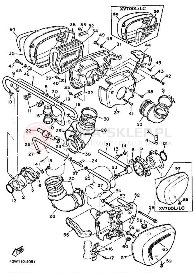 Schemat "Filtr powietrza" do Yamaha VIRAGO 700 XV700L/XV700LC
