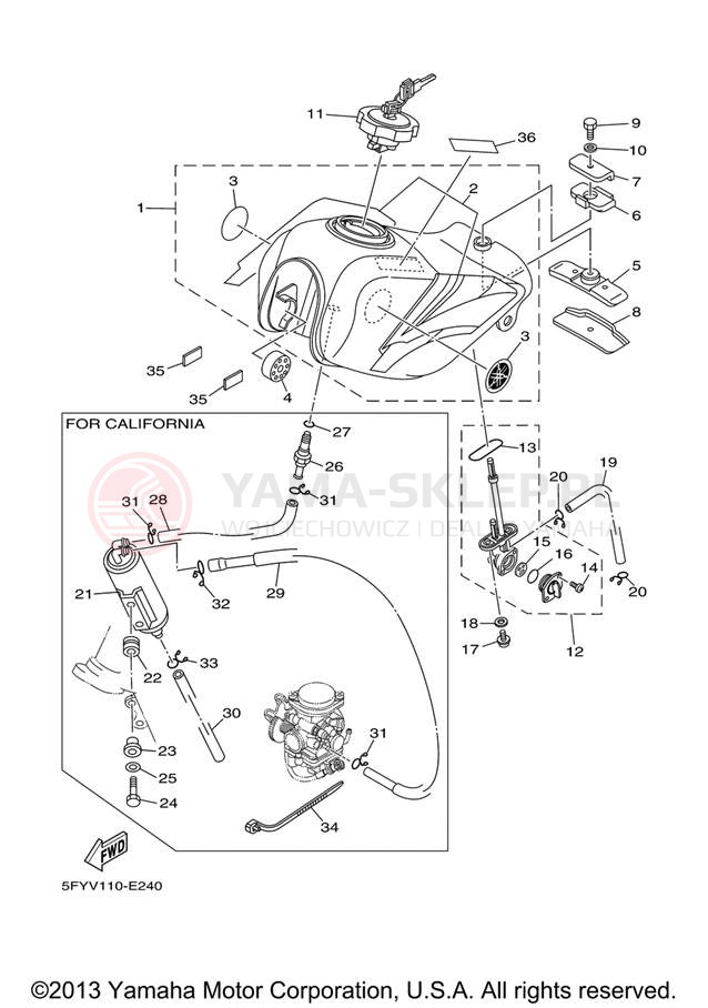 Schemat "zbiornik paliwa" do Yamaha TW200 TW200V/TW200VC