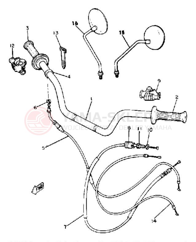 Schemat "Kierownica i osprzęt" do Yamaha XJ550RH