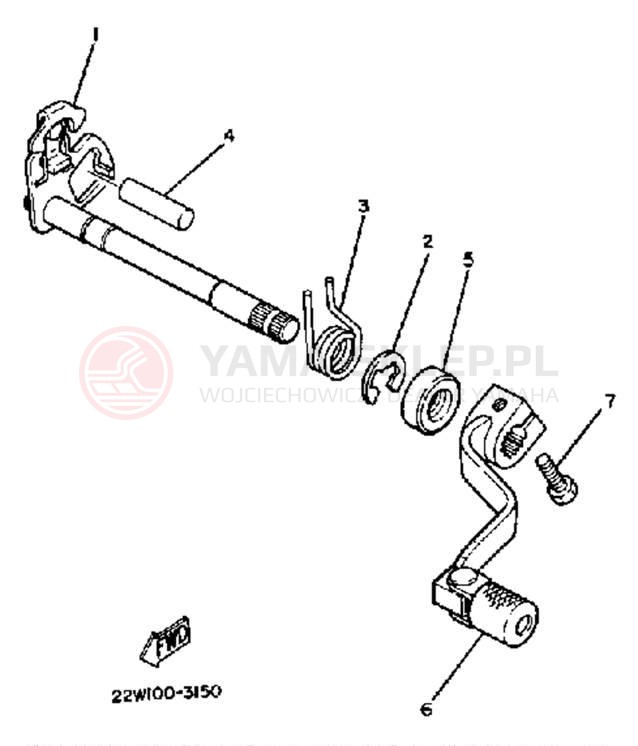 Schemat "Dźwignia zmiany biegów, wałek" do Yamaha YZ80 YZ80K