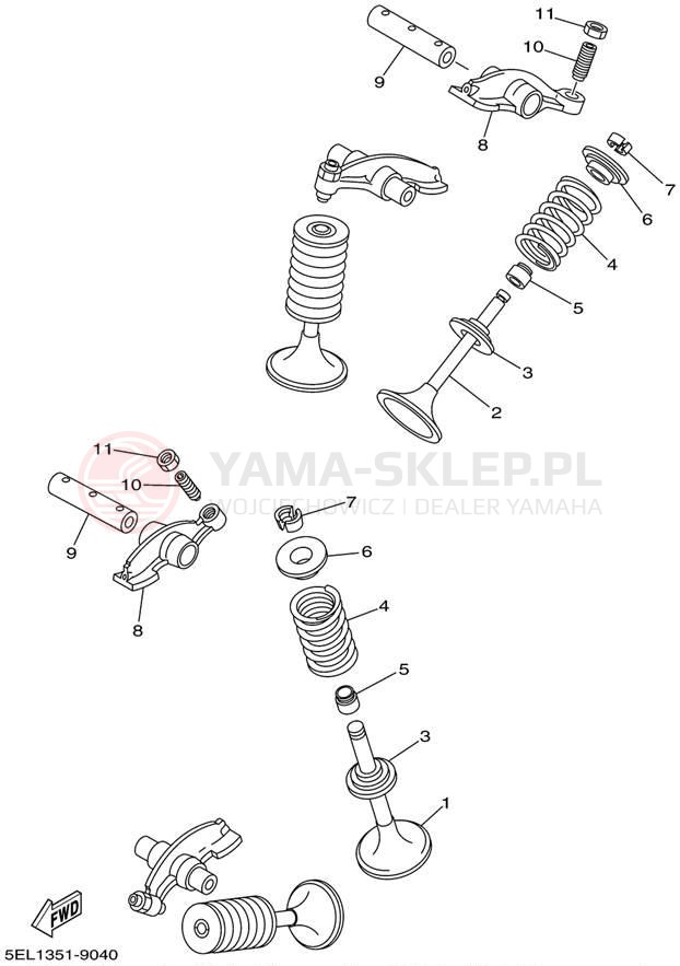 Schemat "zawory" do Yamaha V-STAR 1100 XVS1100L/XVS1100LC