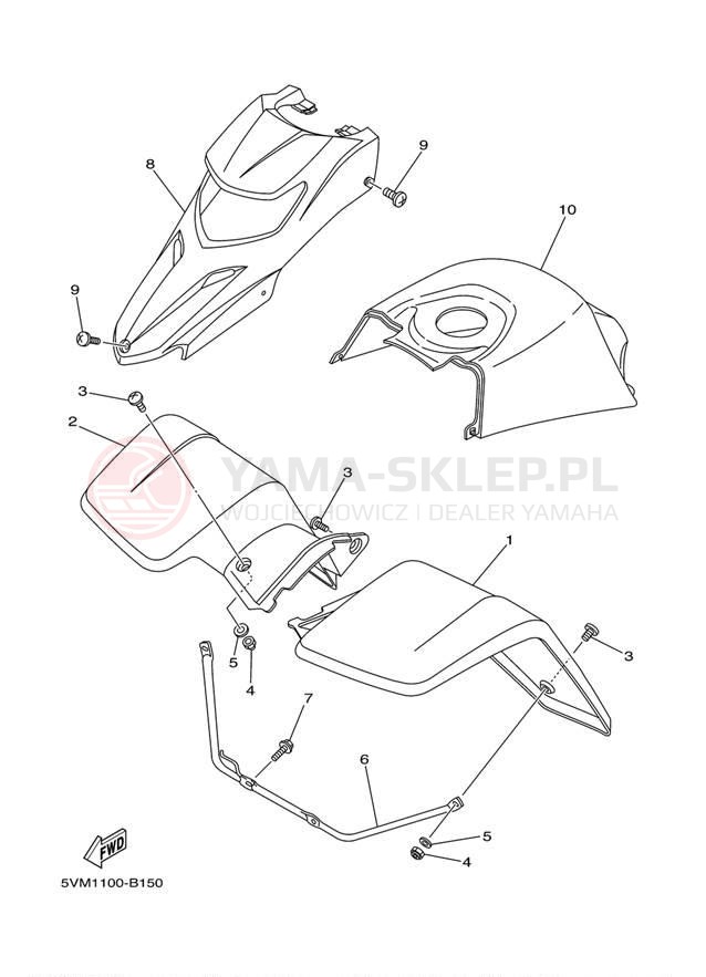 Schemat "Przedni błotnik" do Yamaha BLASTER YFS200S