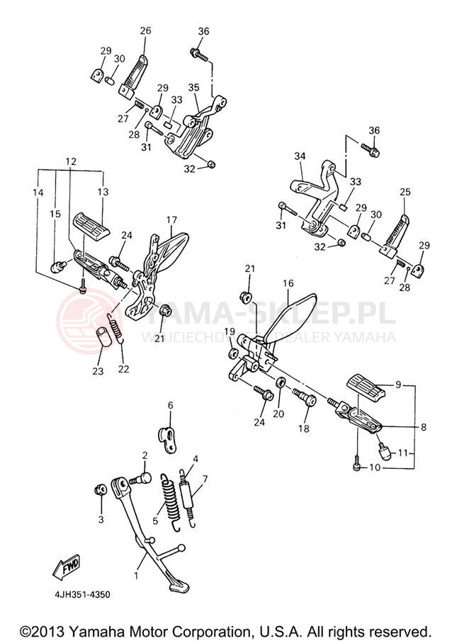 Schemat "Stopka postojowa i podnóżki" do Yamaha YZF600R YZF600RVC/YZF600RV