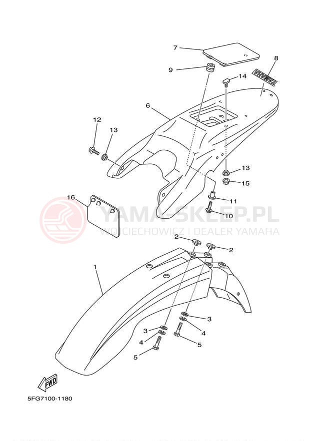 Schemat "błotnik" do Yamaha TTR225 TTR225NC/TTR225N