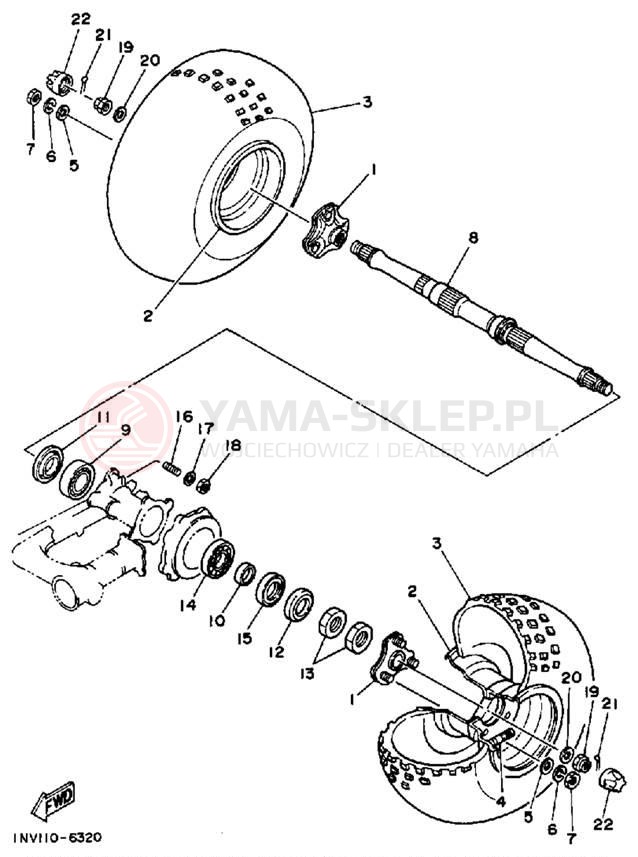 Schemat "Koło tył" do Yamaha YFM200DXS
