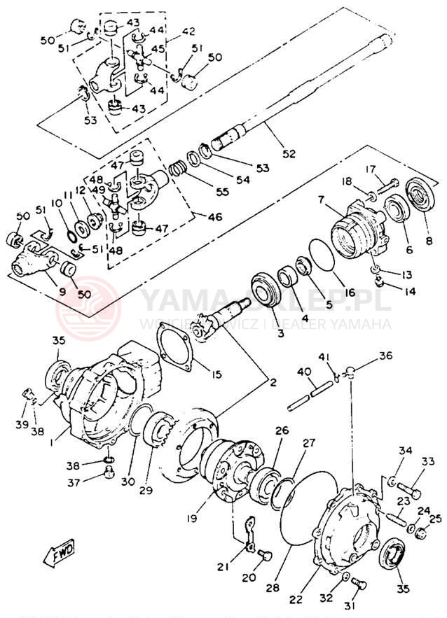Schemat "Wał napędowy przód" do Yamaha BIG BEAR 4WD YFM350FWE_