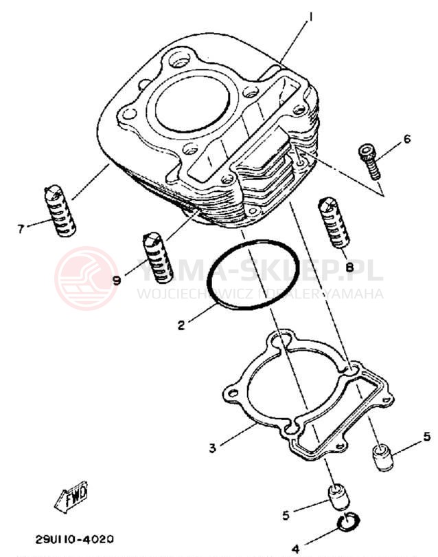 Schemat "cylinder" do Yamaha MOTO-4 YFM250B