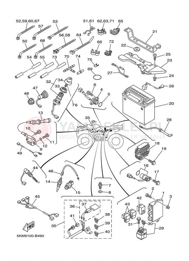 Schemat "układ elektryczny" do Yamaha GRIZZLY 660 YFM660FR