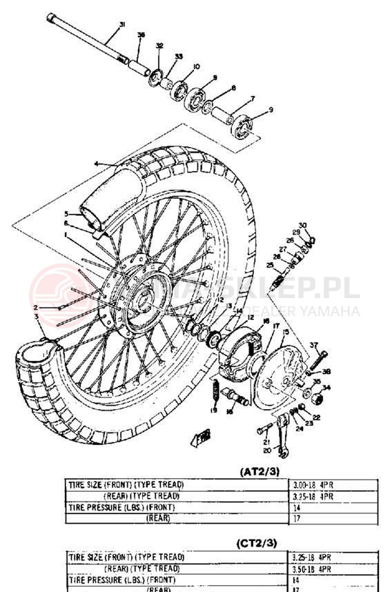 Schemat "Koło przód" do Yamaha AT3_CT3 AT2/CT2