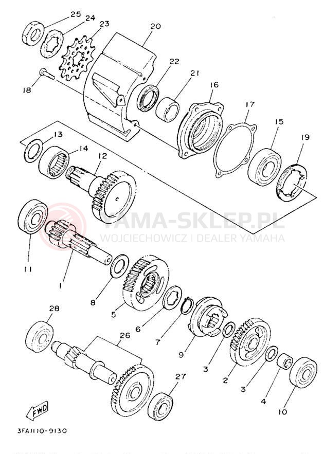 Schemat "Skrzynia biegów " do Yamaha BREEZE YFA1F
