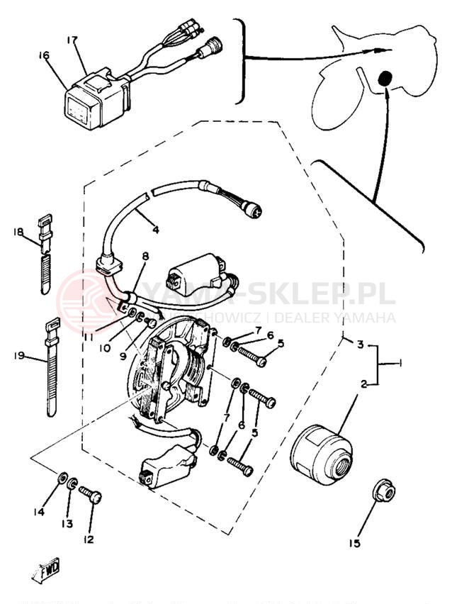 Schemat "Moduł zapłonowy - cewka" do Yamaha YZ80H