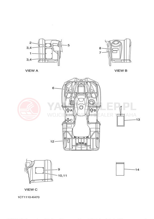 Schemat "naklejki" do Yamaha GRIZZLY 450 EPS 4WD YFM45FGPDL