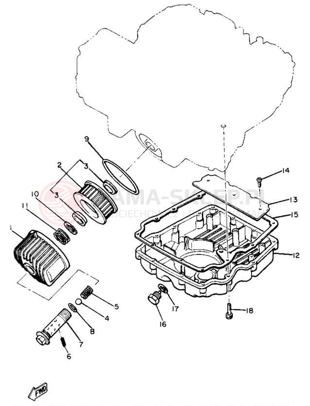 Schemat "Filtr oleju" do Yamaha XJ650LH