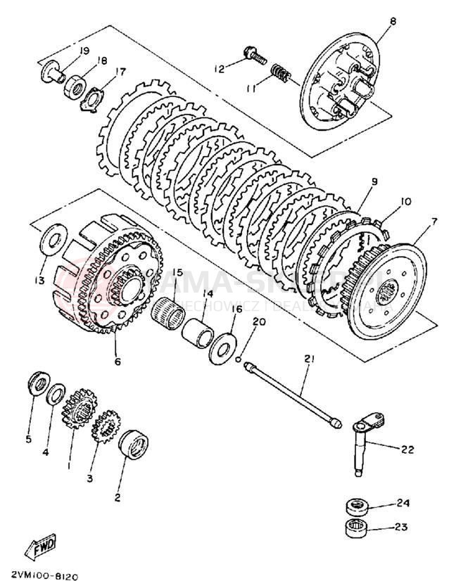 Schemat "sprzęgło" do Yamaha YZ250D1