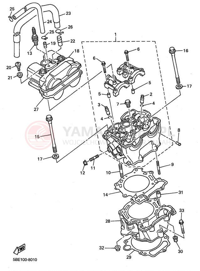 Schemat "cylinder" do Yamaha WR400F WR400FK