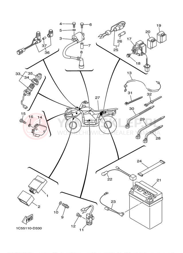 Schemat "układ elektryczny" do Yamaha GRIZZLY 125 YFM125GV